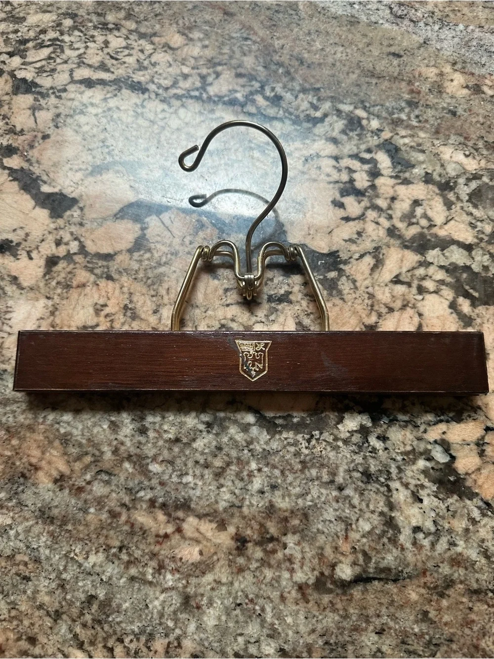 Vtg Royal German Wooden Skirt/Pant Hanger with Brass Clip - Brown